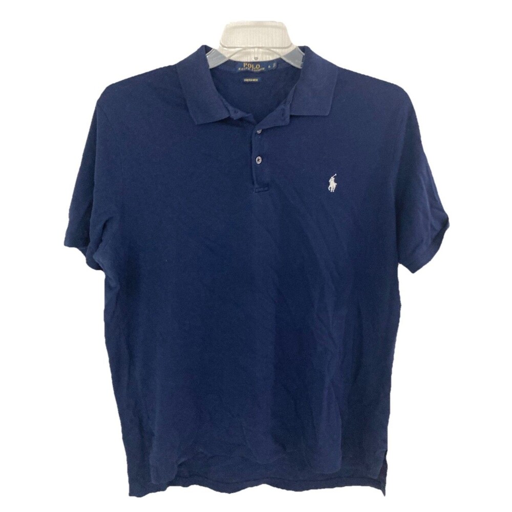 Men's Polo Ralph Lauren Stretch Mesh Polo Navy Blue Size Large